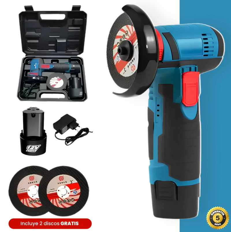 (REMATE DE EXISTENCIAS)  Combo Amoladora Angular Profesional Inalámbrica - (2 Discos + 2 Baterías + Maletín)  🎁