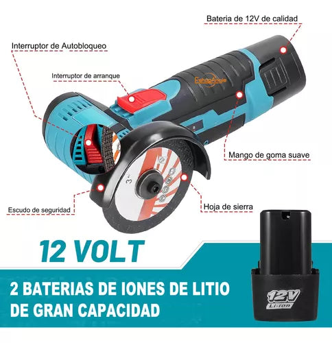(REMATE DE EXISTENCIAS)  Combo Amoladora Angular Profesional Inalámbrica - (2 Discos + 2 Baterías + Maletín)  🎁