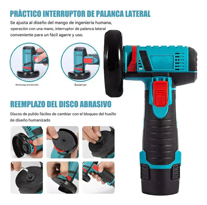 (REMATE DE EXISTENCIAS)  Combo Amoladora Angular Profesional Inalámbrica - (2 Discos + 2 Baterías + Maletín)  🎁